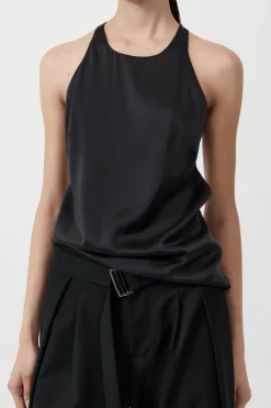 Tops*St. Agni Soft Silk Suspender Top - Black