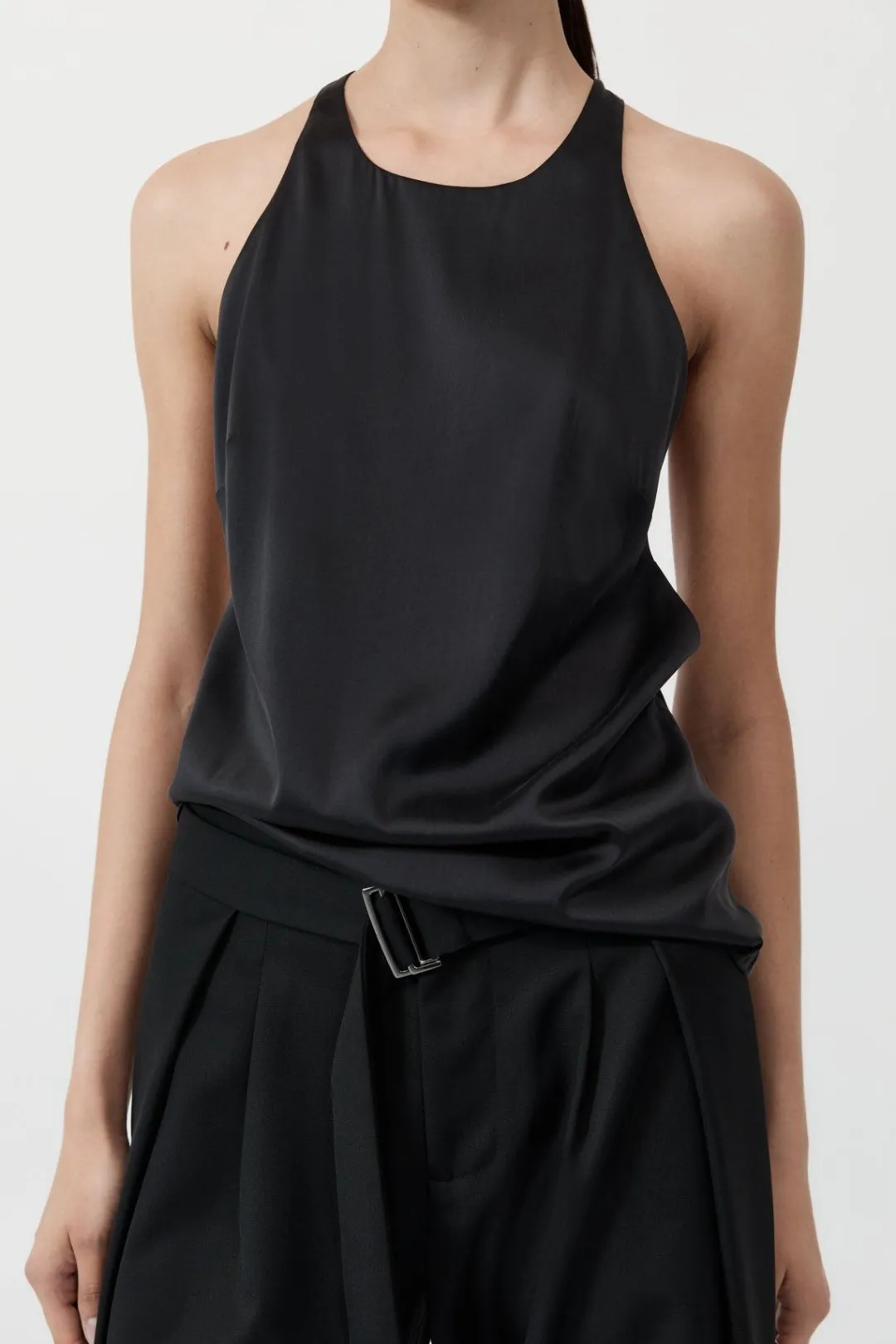 Tops*St. Agni Soft Silk Suspender Top - Black