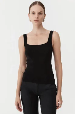Tops*St. Agni Square Neck Knit Singlet - Black
