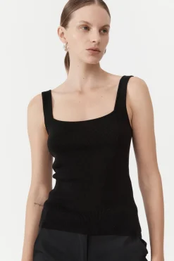 Tops*St. Agni Square Neck Knit Singlet - Black