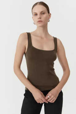 Singlets*St. Agni Square Neck Knit Singlet - Kelp
