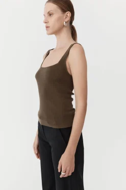 Singlets*St. Agni Square Neck Knit Singlet - Kelp