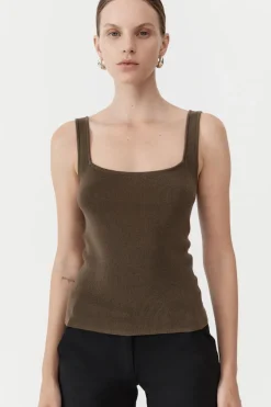 Singlets*St. Agni Square Neck Knit Singlet - Kelp