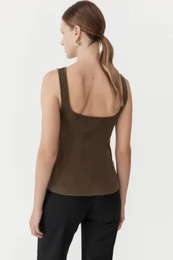 Tops*St. Agni Square Neck Knit Singlet - Kelp