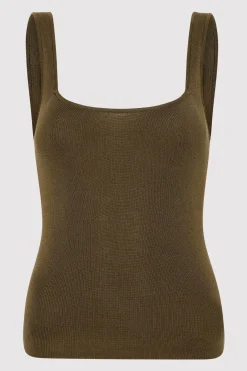 Tops*St. Agni Square Neck Knit Singlet - Kelp