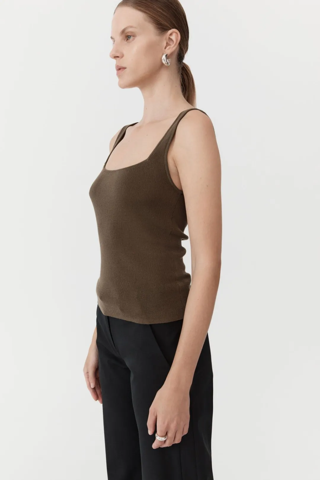 Knitwear*St. Agni Square Neck Knit Singlet - Kelp