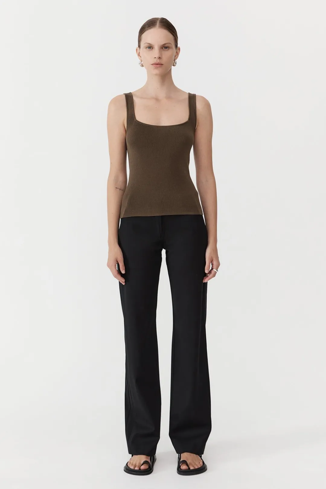 Knitwear*St. Agni Square Neck Knit Singlet - Kelp
