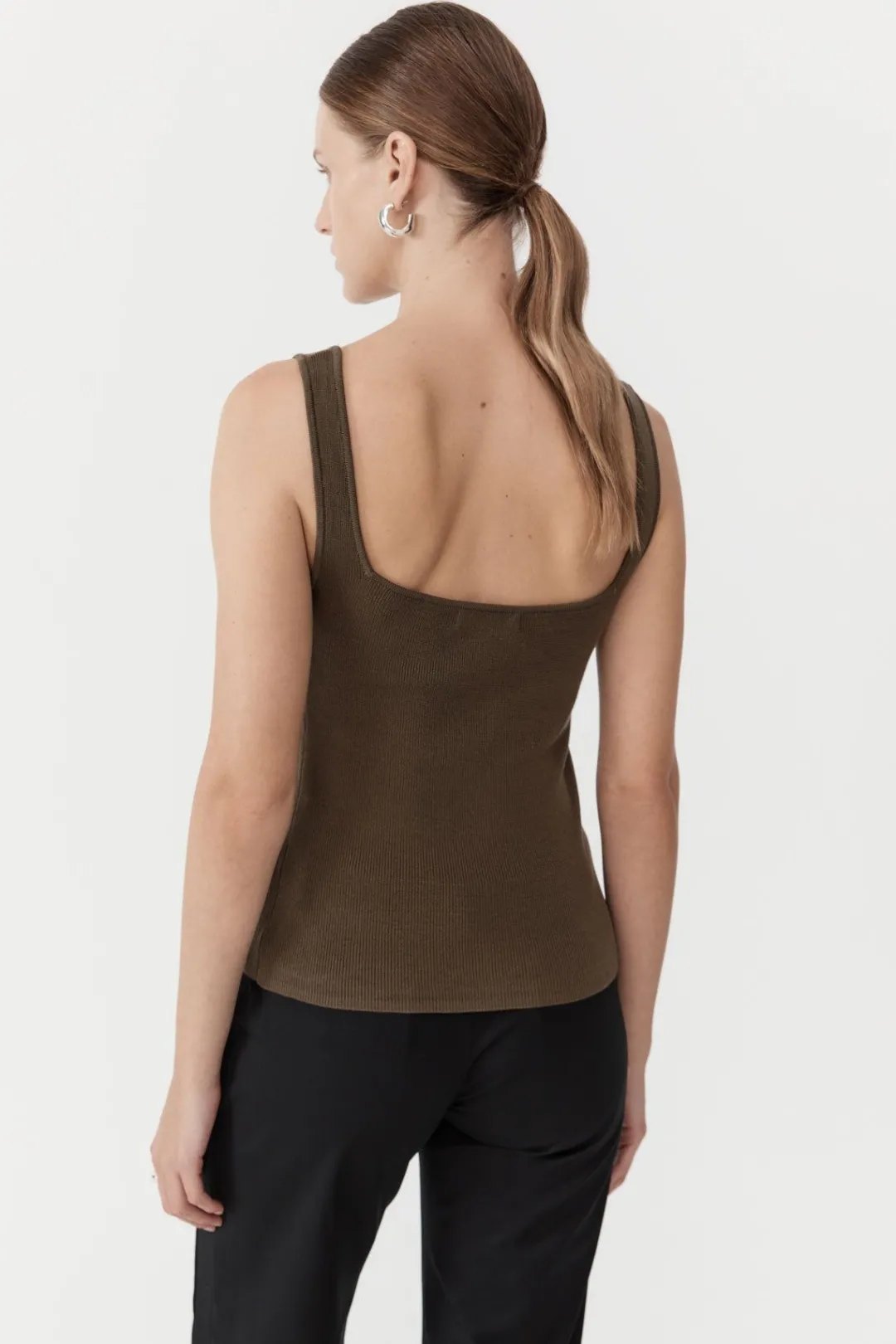Knitwear*St. Agni Square Neck Knit Singlet - Kelp