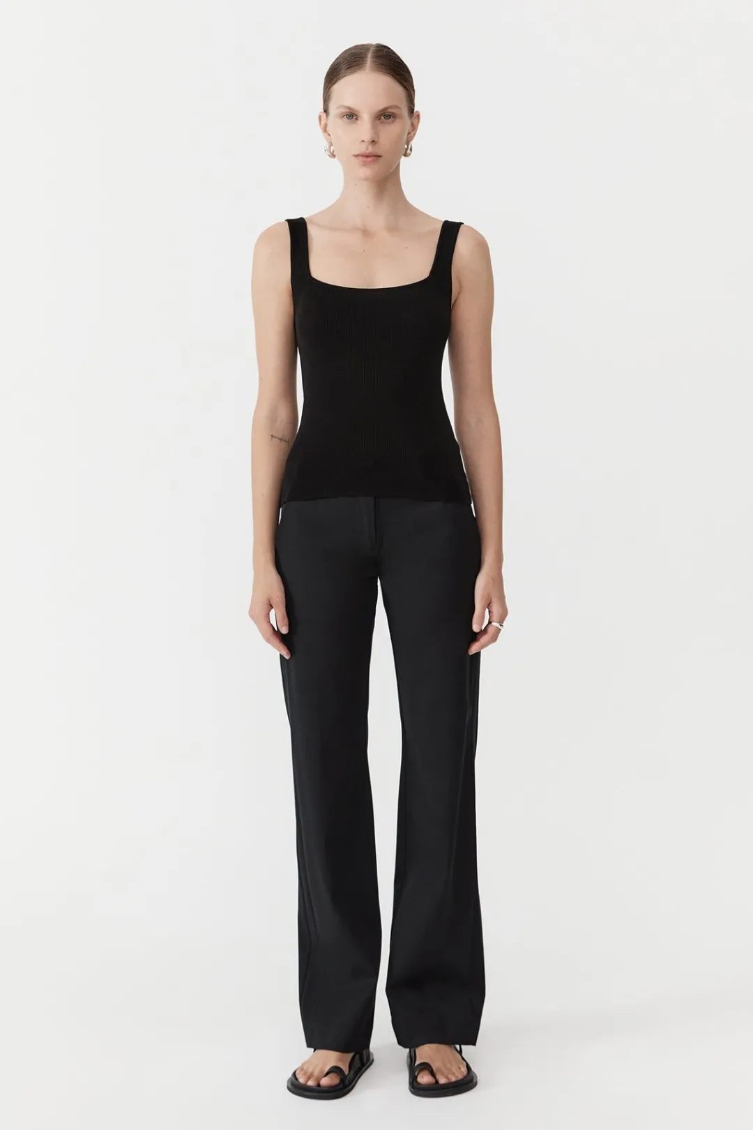 Knitwear*St. Agni Square Neck Knit Singlet - Black