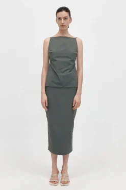 Tops*St. Agni Square Neck Top - Thyme