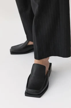 Heels*St. Agni Square Toe Mule - Black