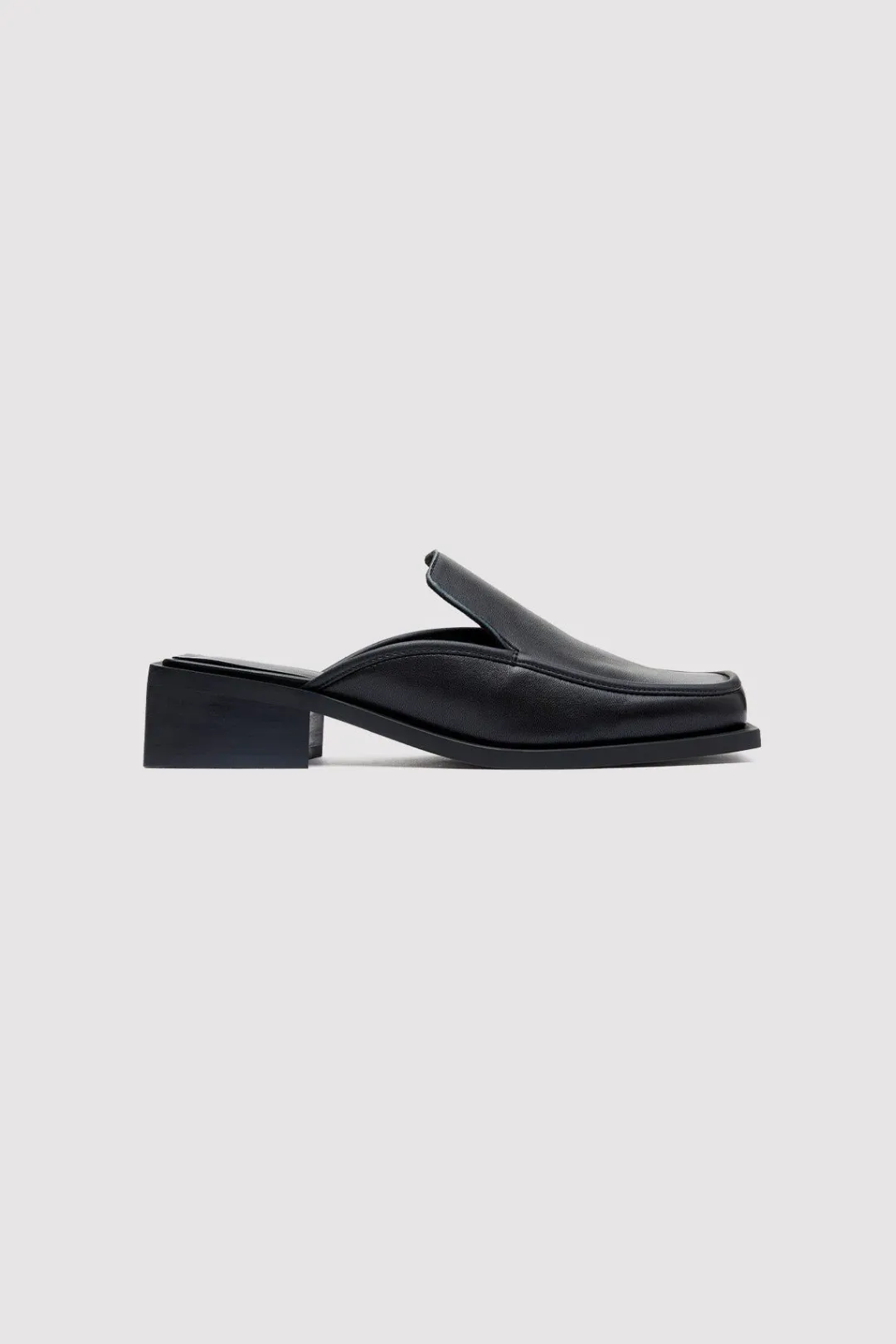 Heels*St. Agni Square Toe Mule - Black