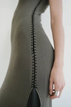 Dresses*St. Agni Stitch Detail Dress - Kelp