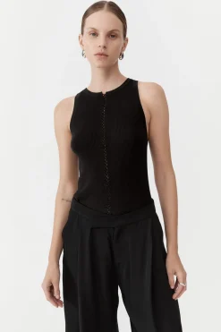 Tops*St. Agni Stitch Detail Tank - Black