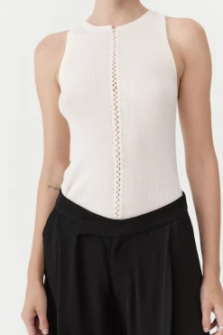 Tops*St. Agni Stitch Detail Tank - Ivory