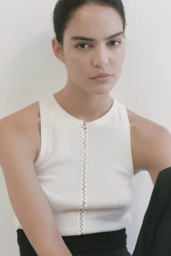 Tops*St. Agni Stitch Detail Tank - Ivory
