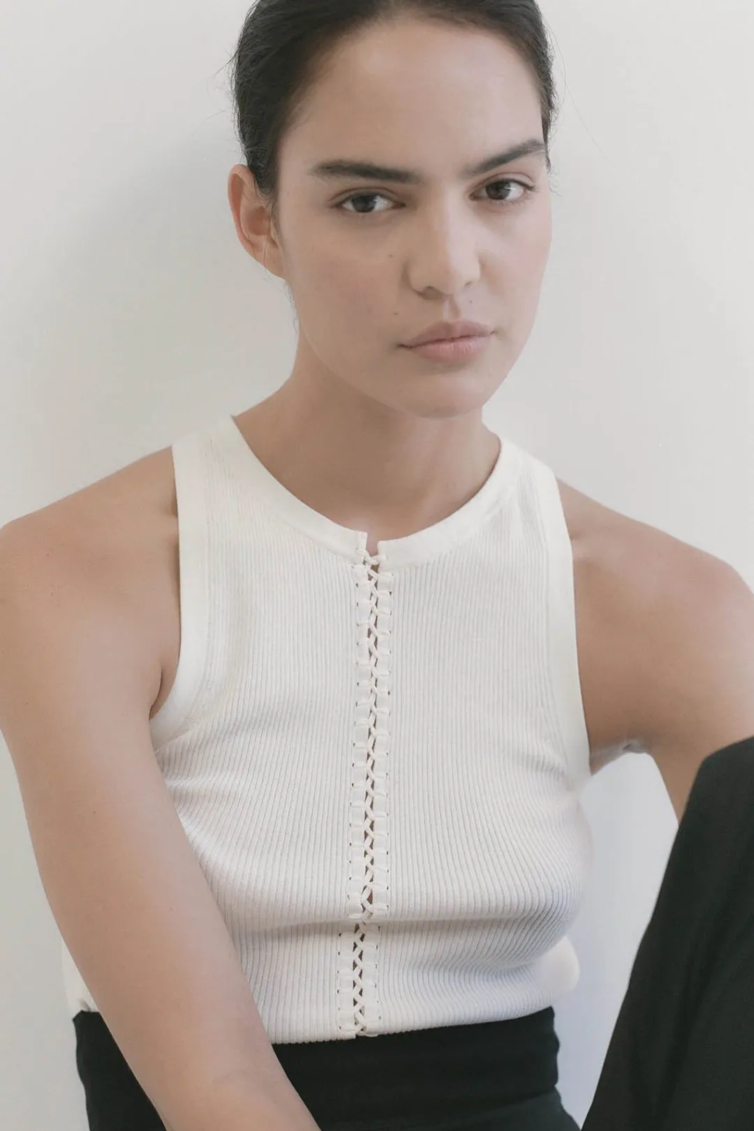 Tops*St. Agni Stitch Detail Tank - Ivory