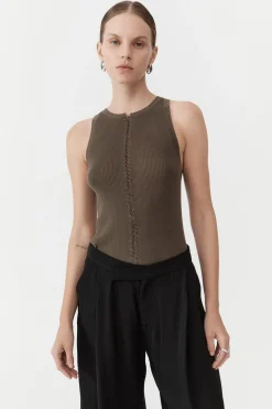 Tops*St. Agni Stitch Detail Tank - Kelp