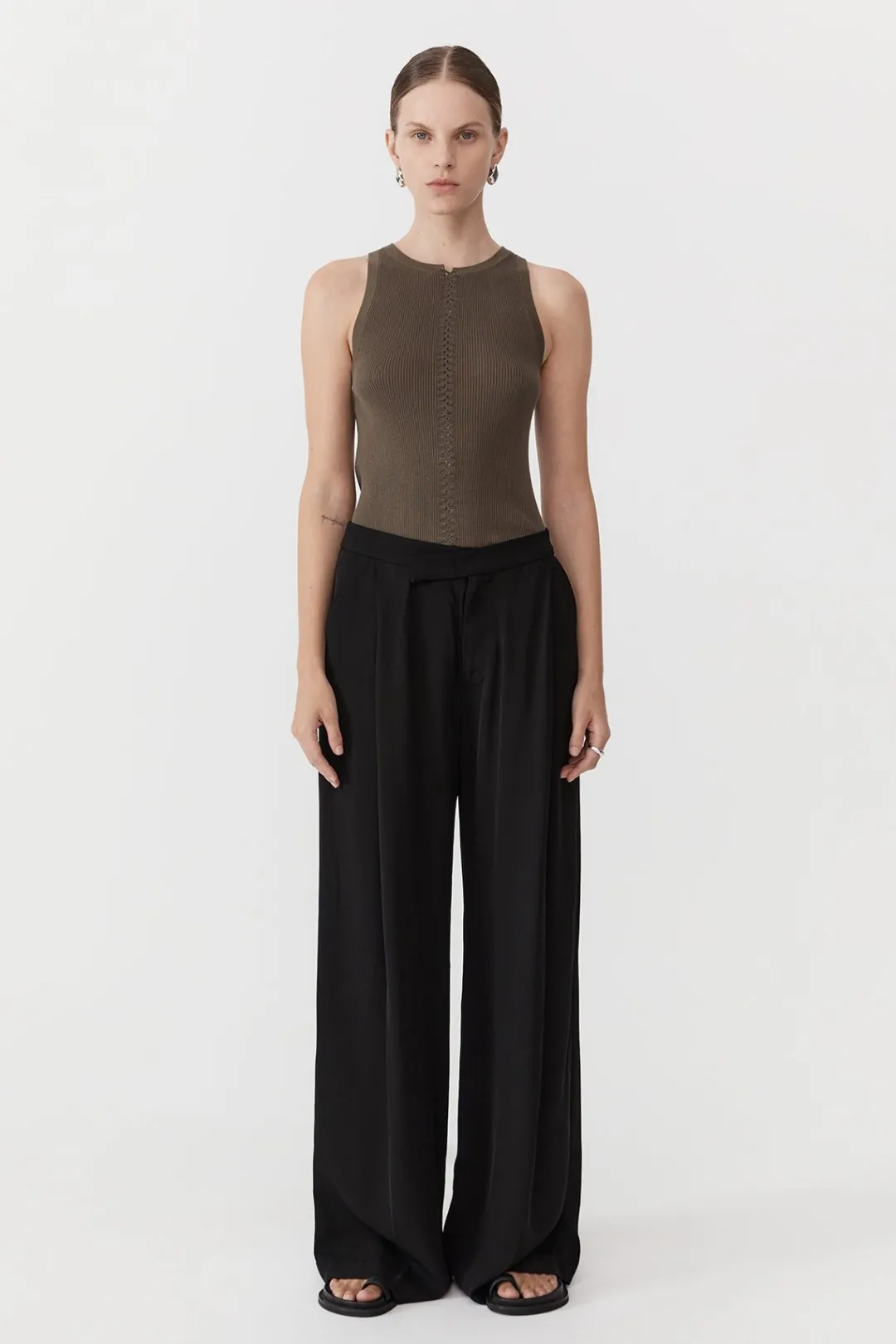 Tops*St. Agni Stitch Detail Tank - Kelp