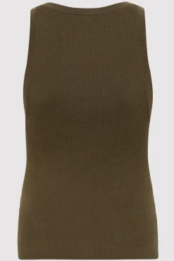 Basics*St. Agni Stitch Detail Tank - Kelp