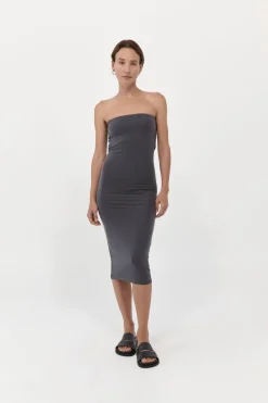 Basics*St. Agni Strapless Jersey Midi Dress - Graphite