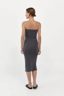 Basics*St. Agni Strapless Jersey Midi Dress - Graphite