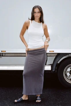 Basics*St. Agni Strapless Jersey Midi Dress - Graphite