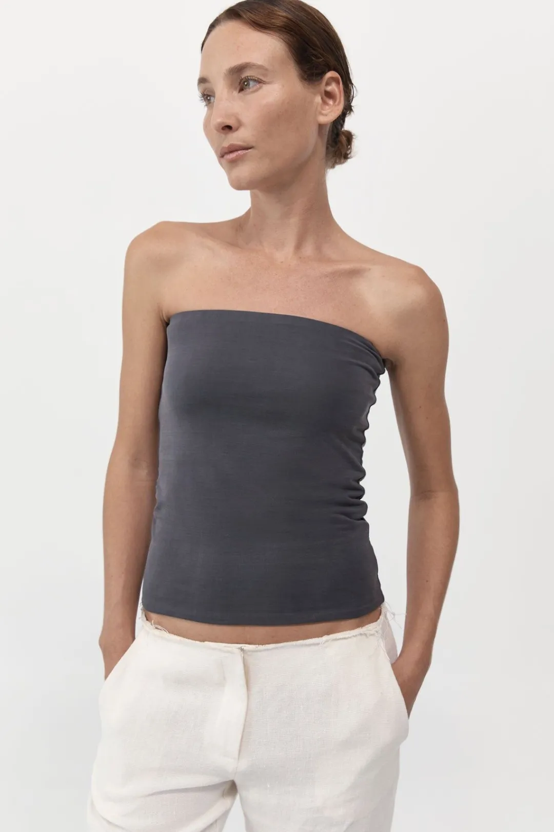 Tops*St. Agni Strapless Jersey Top - Graphite