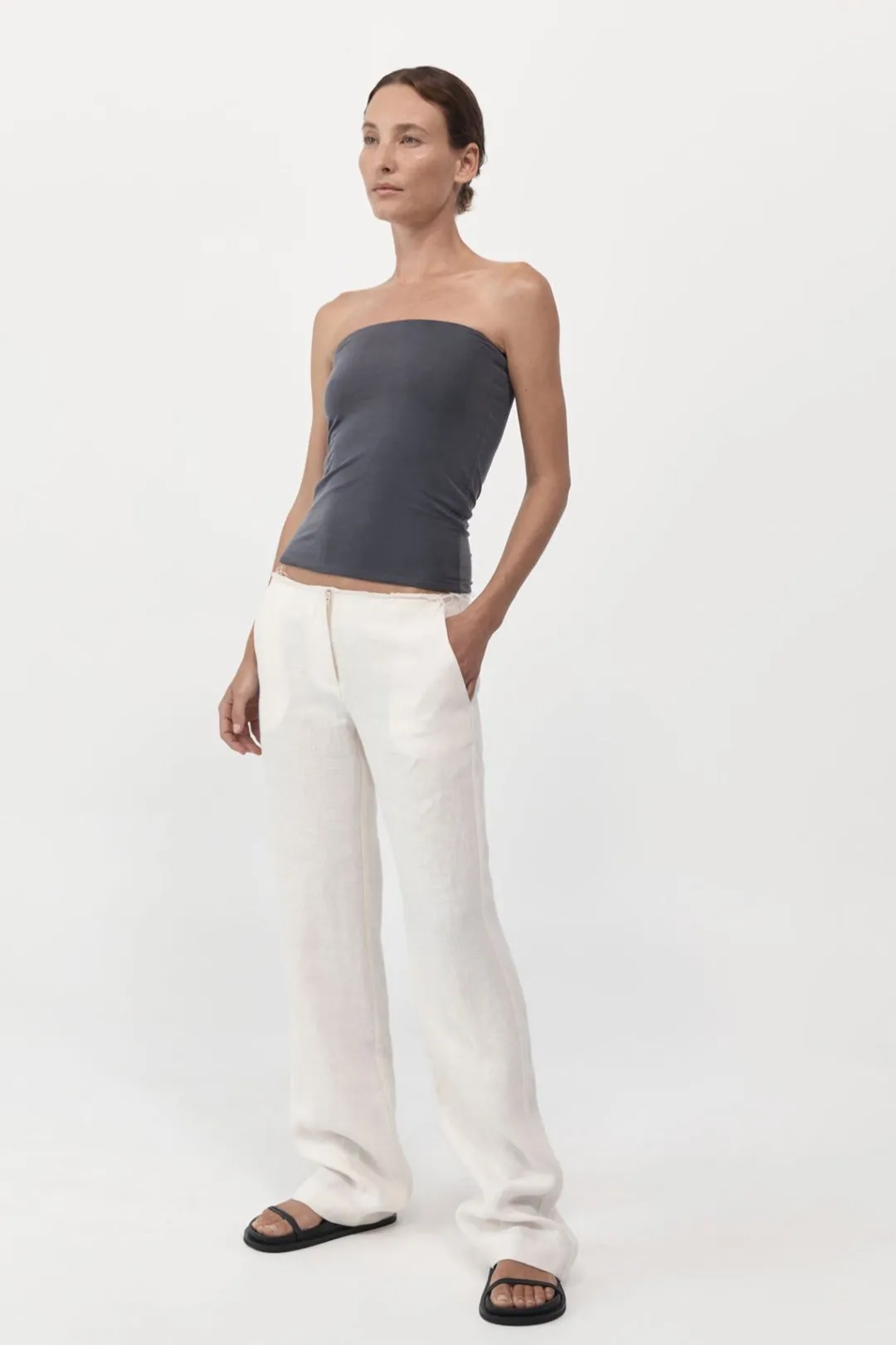 Tops*St. Agni Strapless Jersey Top - Graphite