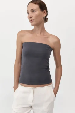 Basics*St. Agni Strapless Jersey Top - Graphite