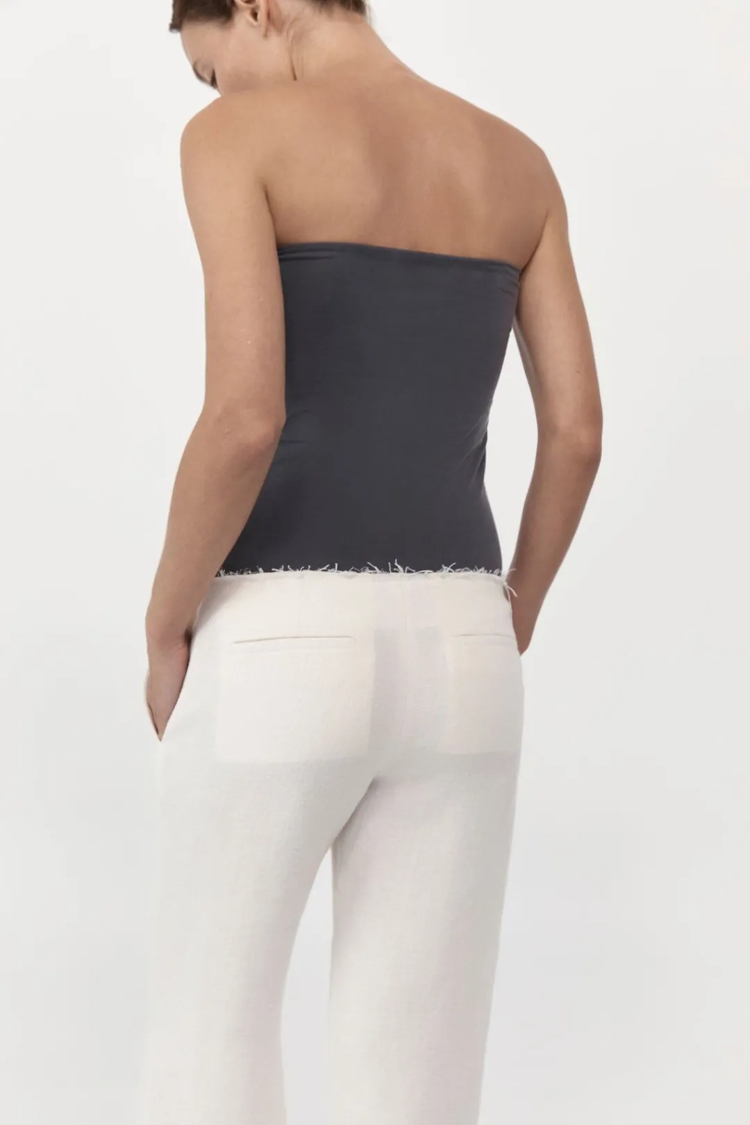 Basics*St. Agni Strapless Jersey Top - Graphite
