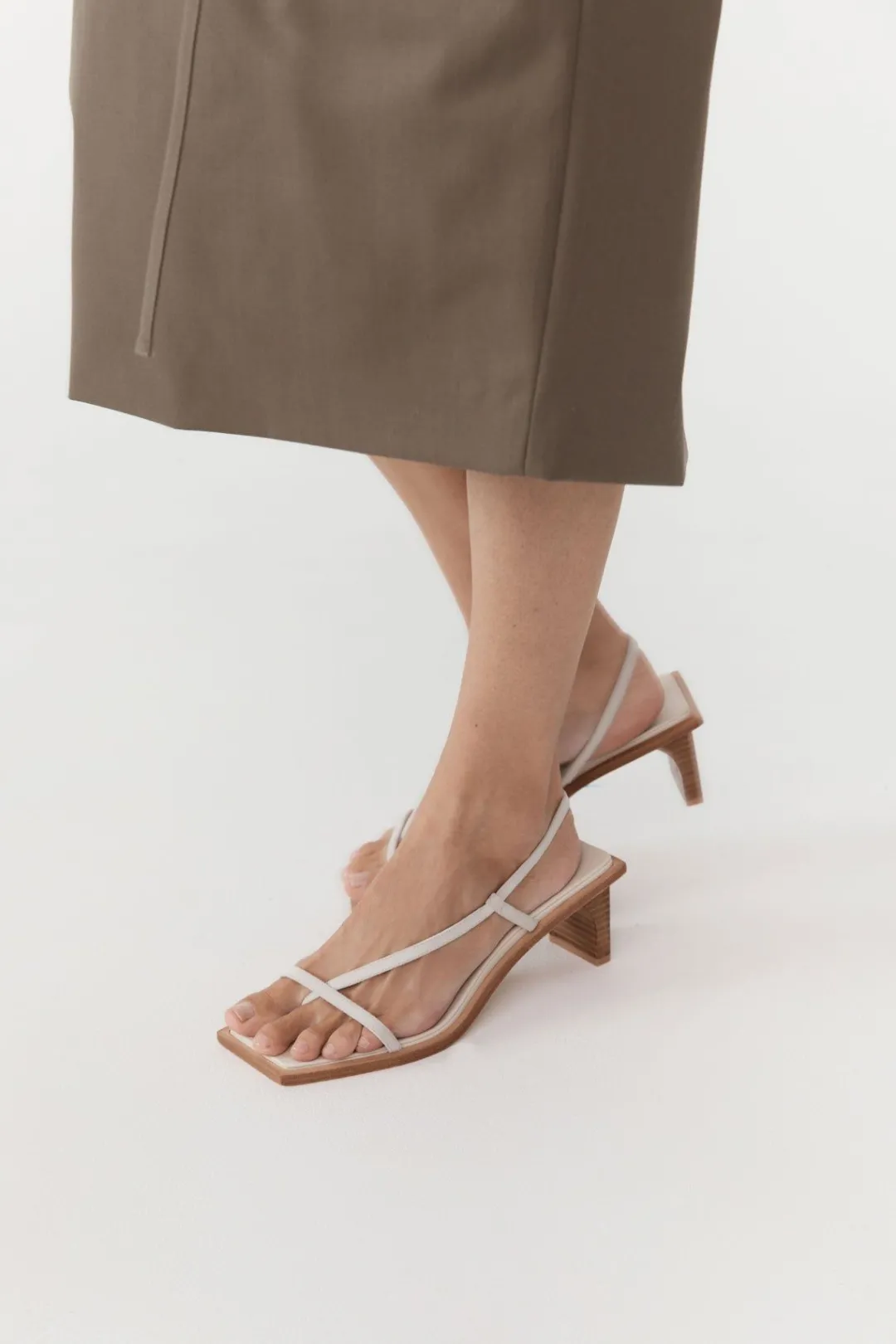Heels*St. Agni Suede Strap Heel - Cool White