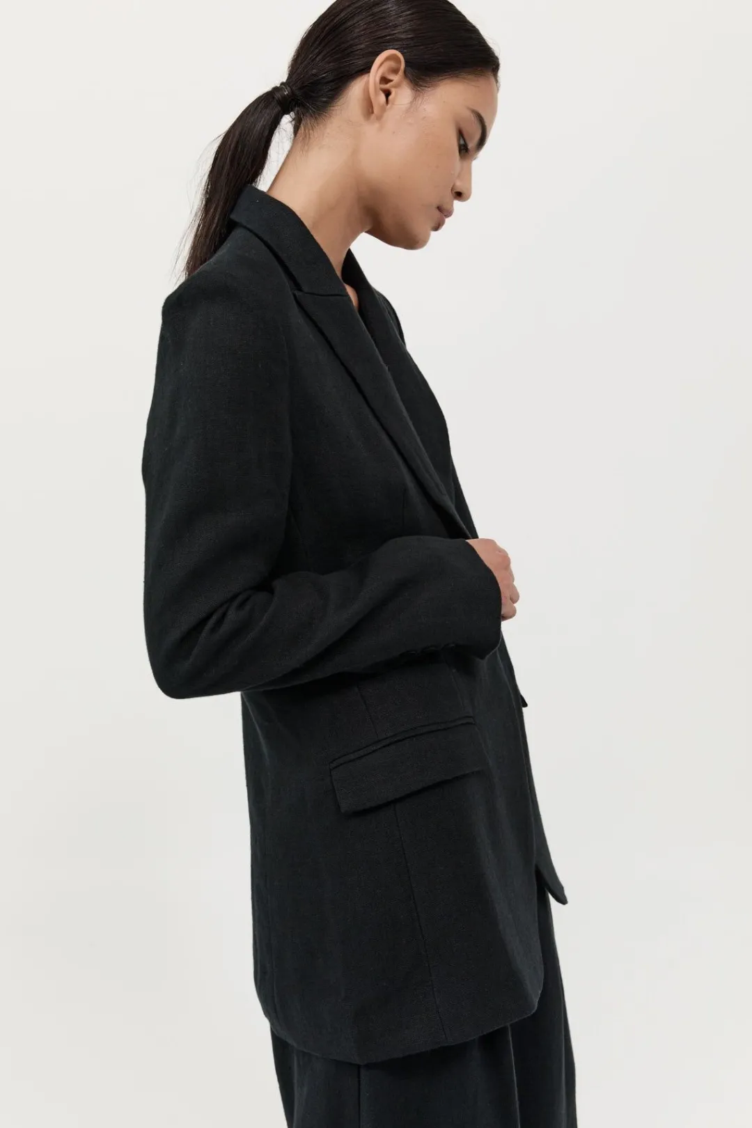 Tailoring*St. Agni Tailored Linen Blazer - Black