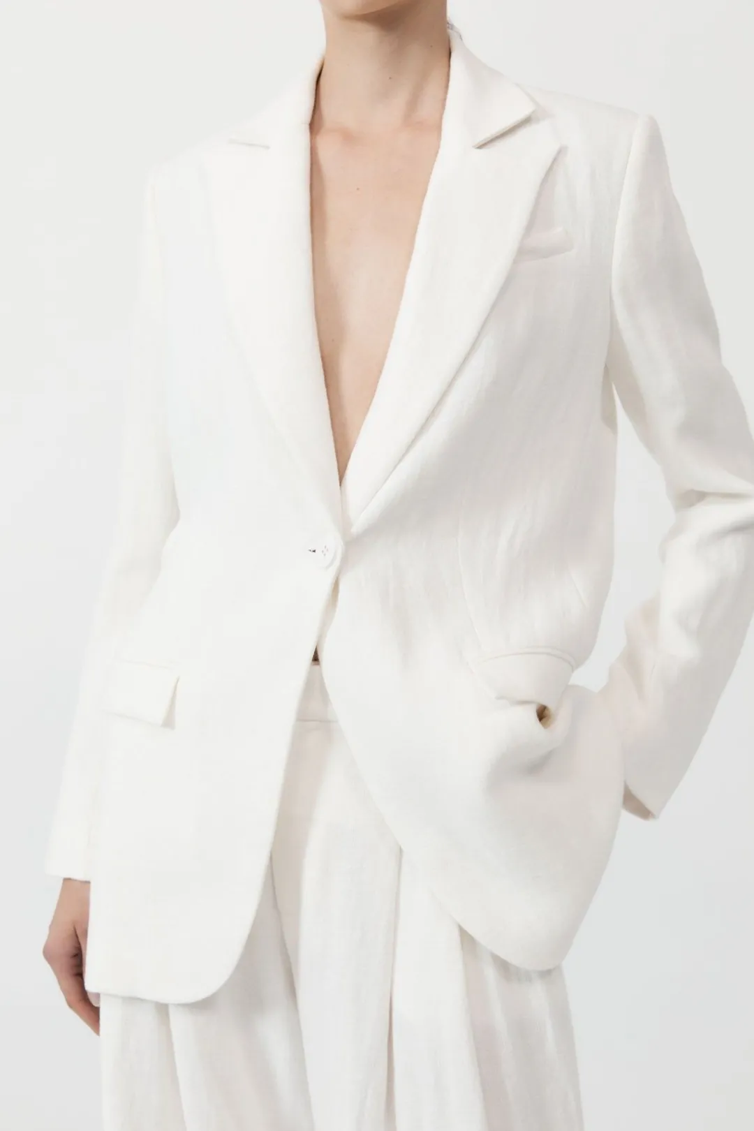 Jackets*St. Agni Tailored Linen Blazer - Ivory