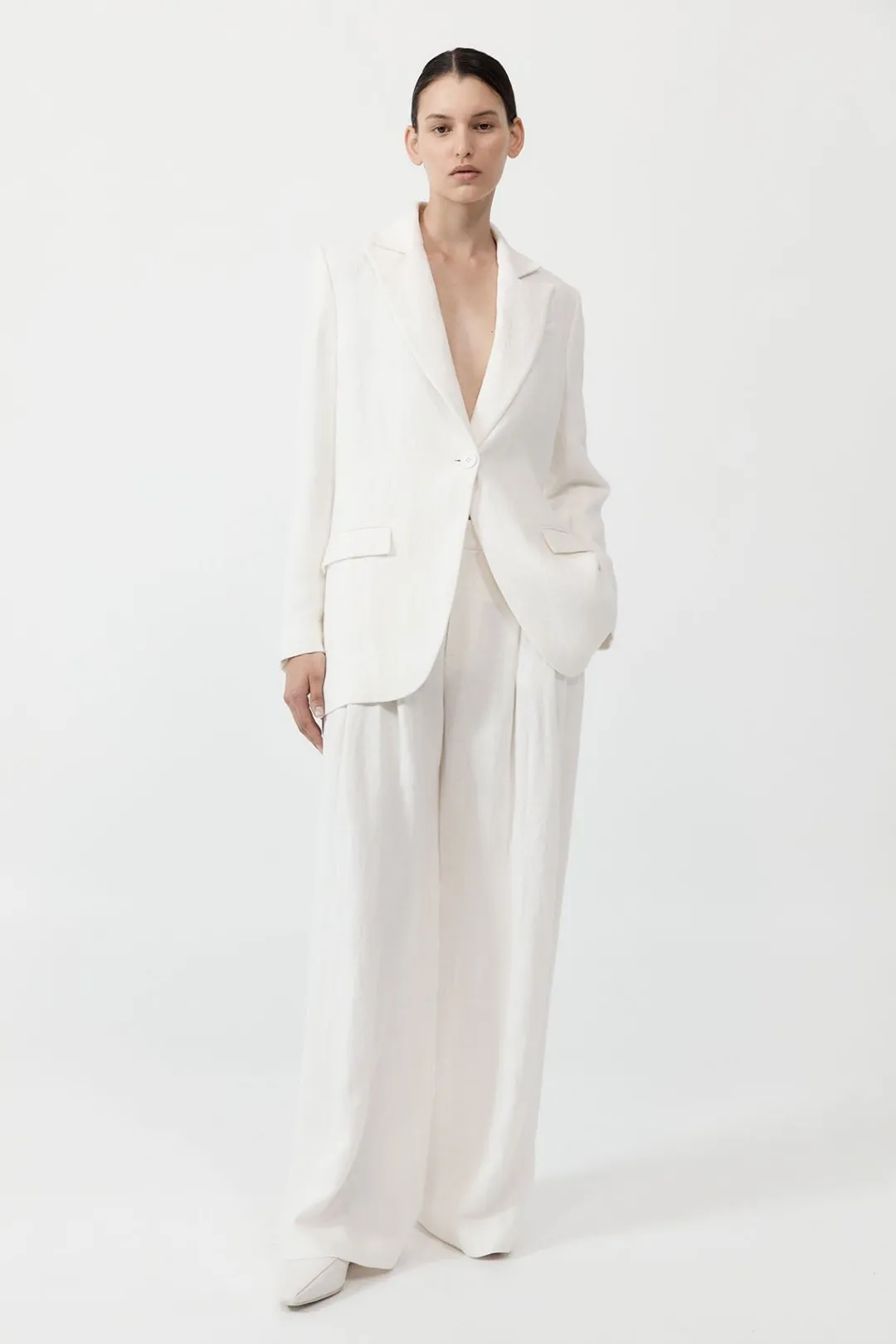 Jackets*St. Agni Tailored Linen Blazer - Ivory