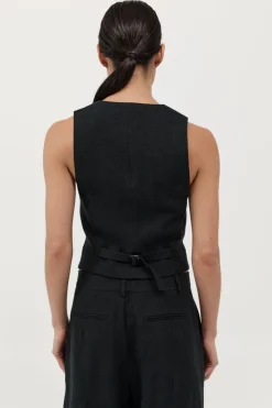 Tailoring*St. Agni Tailored Linen Vest - Black