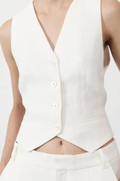 Tailoring*St. Agni Tailored Linen Vest - Ivory