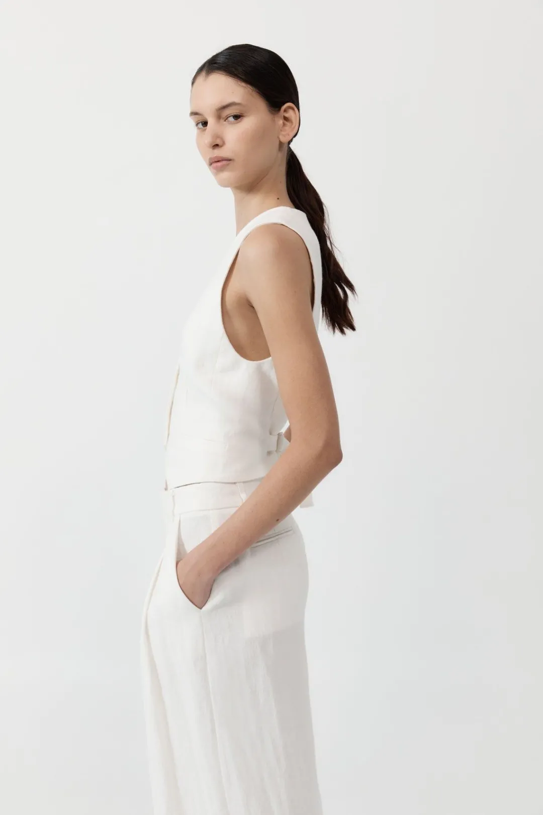 Tailoring*St. Agni Tailored Linen Vest - Ivory