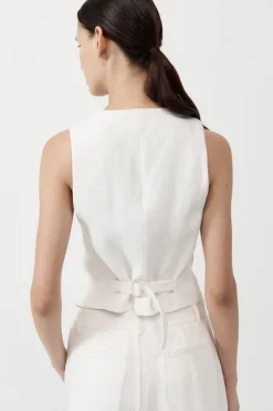 Tailoring*St. Agni Tailored Linen Vest - Ivory