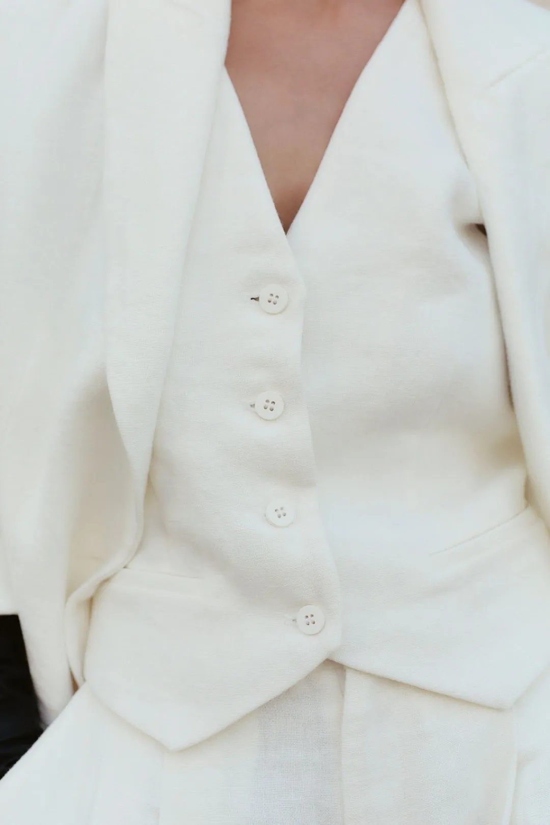 Tailoring*St. Agni Tailored Linen Vest - Ivory