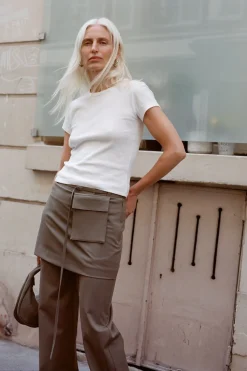 Tailoring*St. Agni Utilitarian Pocket Mini Skirt - Kelp