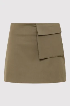Tailoring*St. Agni Utilitarian Pocket Mini Skirt - Kelp