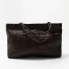 Bags*St. Agni Wide Bagu Woven Tote - Chocolate