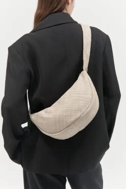 Bags*St. Agni Woven Crescent Bag - Ecru