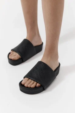 Flatforms*St. Agni Woven Everyday Flatform Slide - Black