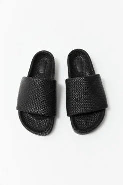 Slides*St. Agni Woven Everyday Flatform Slide - Black