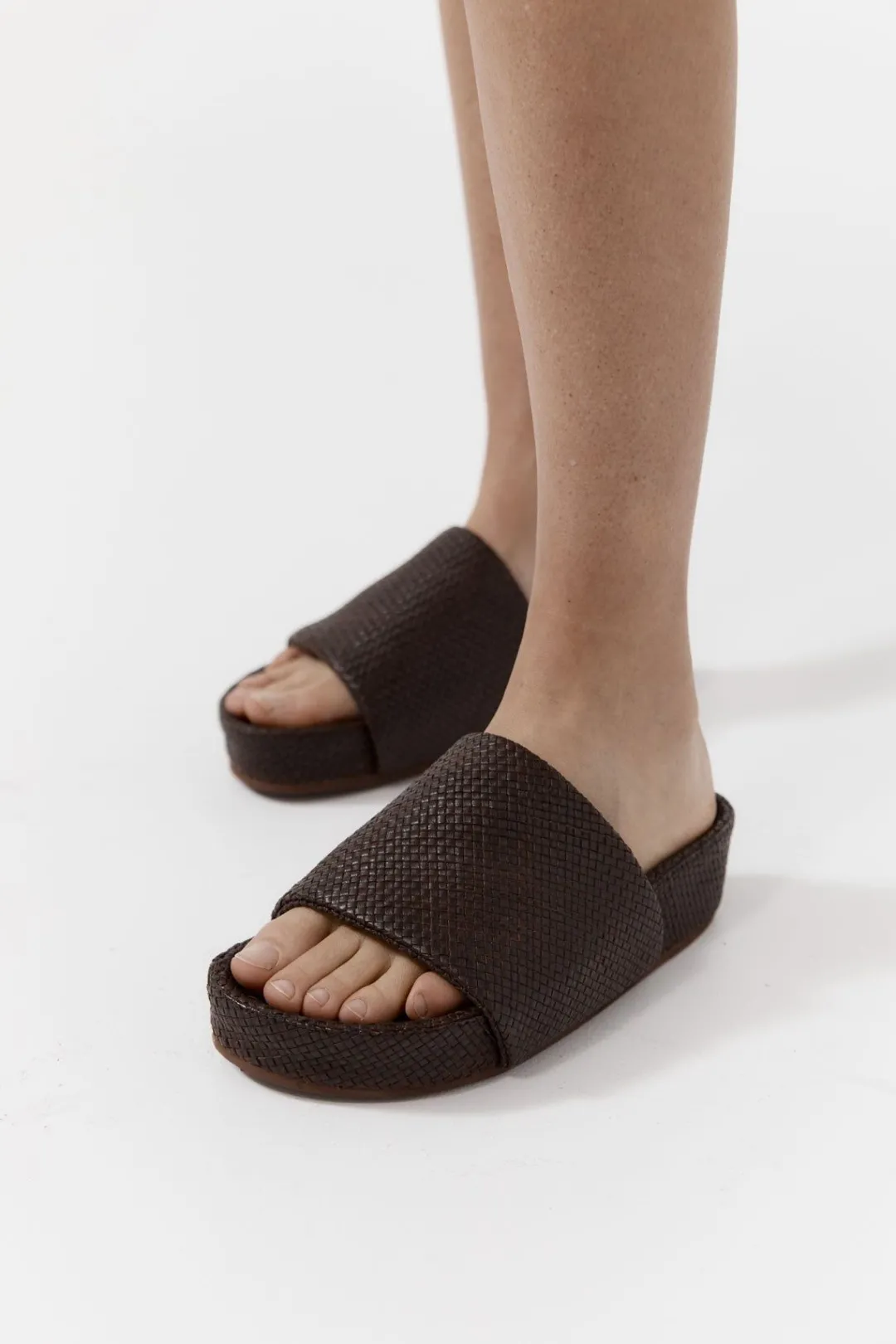 Flatforms*St. Agni Woven Everyday Flatform Slide - Chocolate