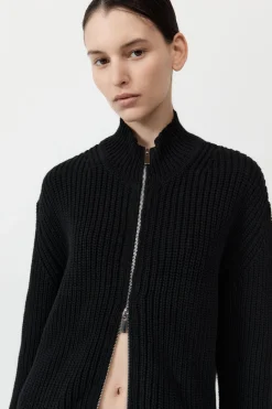 Knitwear*St. Agni Zip Detail Cardigan - Black