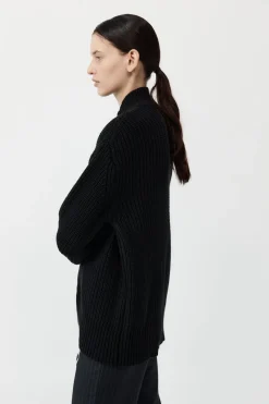 Knitwear*St. Agni Zip Detail Cardigan - Black