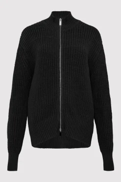 Knitwear*St. Agni Zip Detail Cardigan - Black